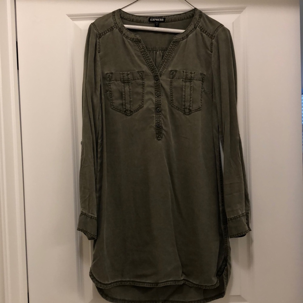 Olive green long sleeve express dress